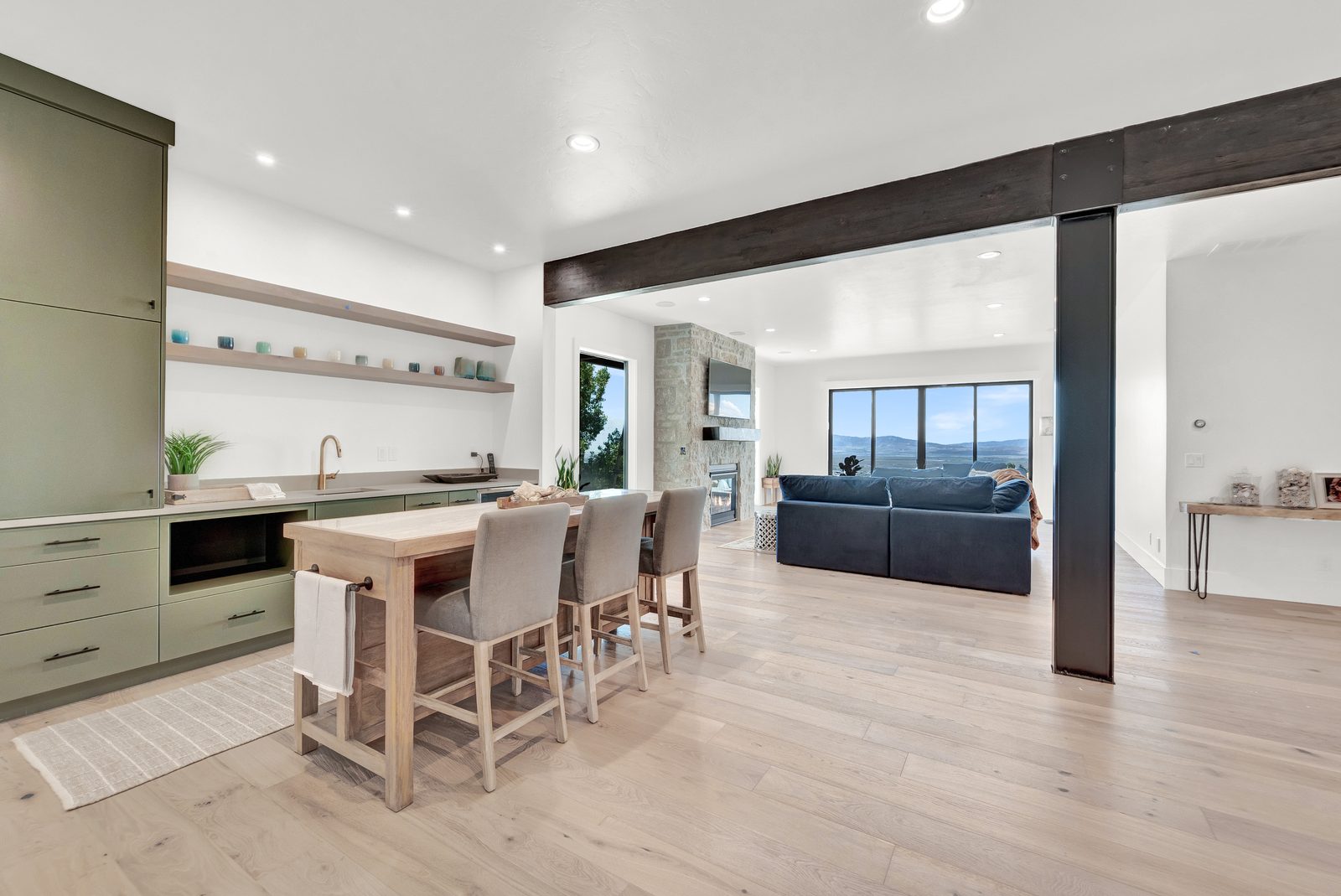 Valley View Estate basement kitchenette and family room, 2023 Top of Utah Parade of Homes