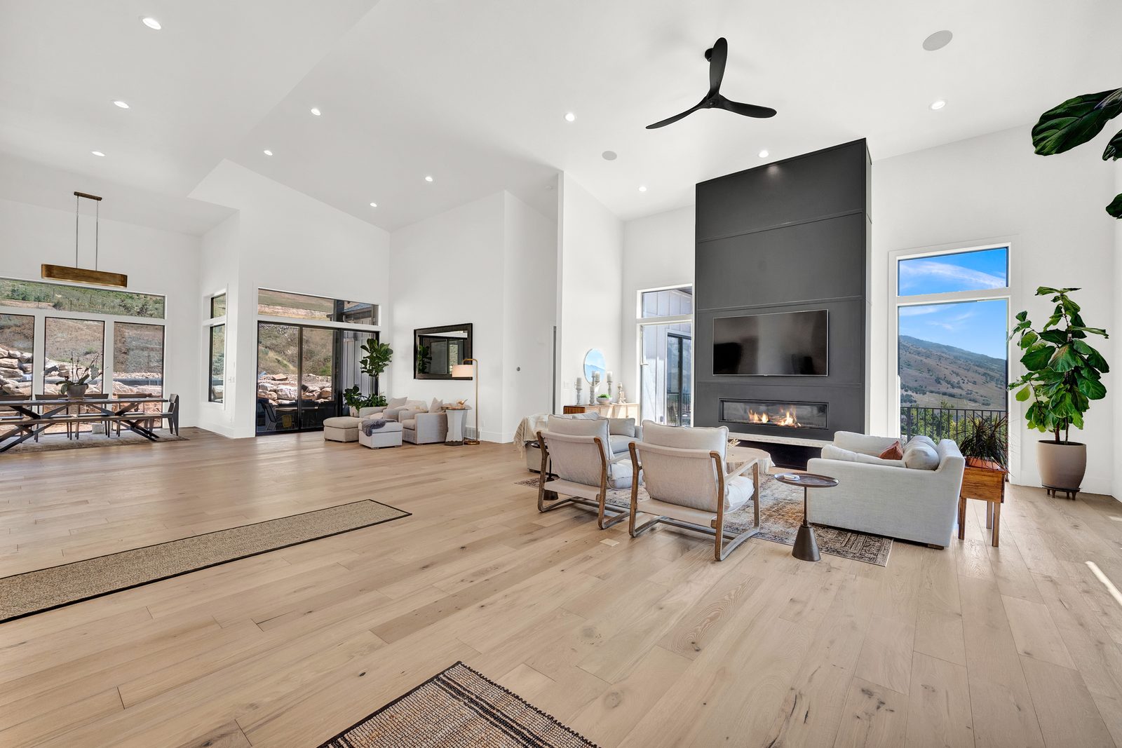 Valley View Estate open-concept living and dining area, 2023 Top of Utah Parade of Homes
